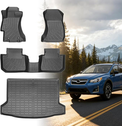 Floor Mats for Subaru Crosstrek 2013-2016-2017, for Subaru Impreza 2012-2016, Front Rear Mats & Cargo Mat, TPE Anti-Slip Waterproof Summer Winter Floor Liners Crosstrek Floor Mats Accessories