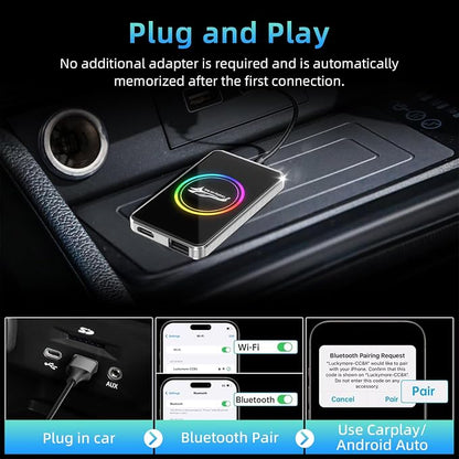 Autolinkr Wireless CarPlay Adapter, Magic AI Box, 3-in-1 for Apple CarPlay & Android Auto Adapter – Plug & Play USB Dongle with Dual WiFi 6, Bluetooth, Fits for OEM Wired CarPlay Cars