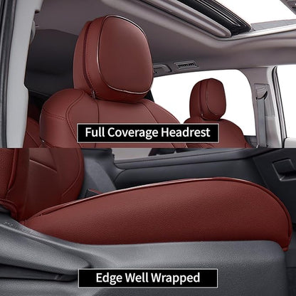 EKR Sienna Seat Covers for 2021-2026 Toyota Sienna XLE,XSE,Limited,Platinum,7 Seats,2nd Row Captain Chairs W/NO Legrest,Waterproof Seat Covers Full Set for Cars-Leather(Burgundy)