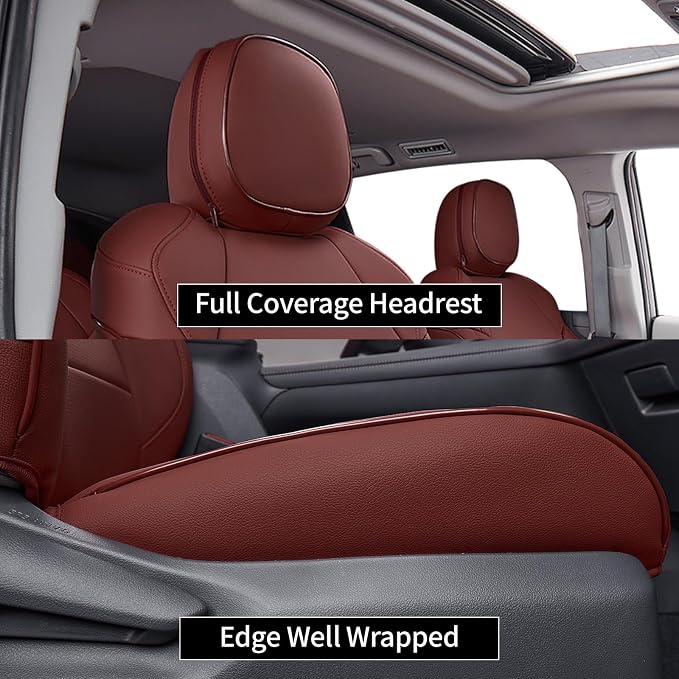 EKR Sienna Seat Covers for 2021-2026 Toyota Sienna Limited,Platinum,2nd Row Captain Chairs with Legrest 7 Seats,Automotive Seat Covers,Car Seat Cover Full Set,Leather (Burgundy)