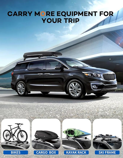 Wonderdriver Roof Rack Cross Bars 300lbs Compatible with Kia Sedona 2015-2021,Heavy Duty Aluminum Lockable Roof Rails Crossbars Cargo Canoe Black Rooftop Cargo Carrier Luggage.