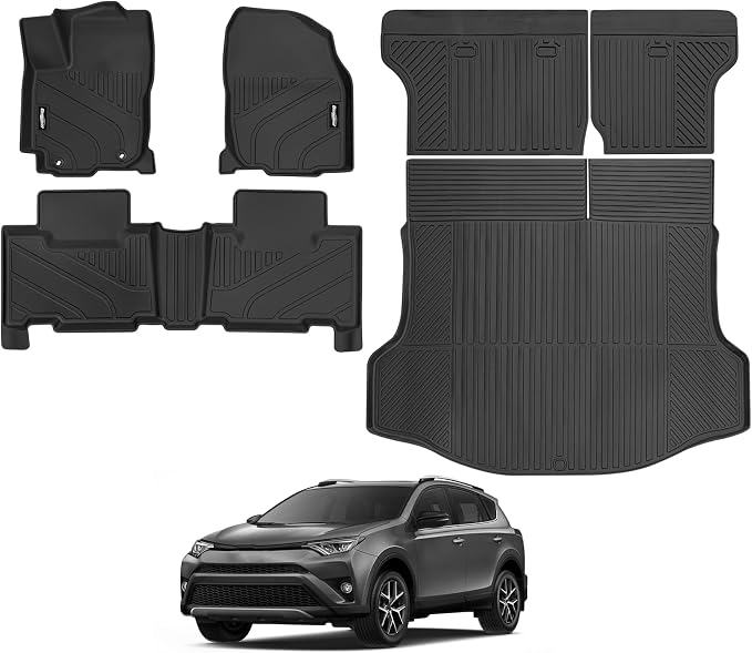 Floor Mats for Toyota RAV4 2013-2018, Trunk Mat and Backrest Mat All Weather TPE Protector for Toyota RAV4 Accessories