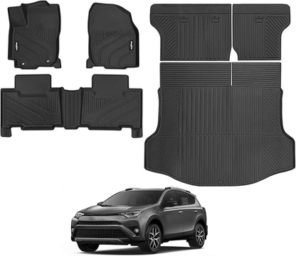 Floor Mats for Toyota RAV4 2013-2018, Trunk Mat and Backrest Mat All Weather TPE Protector for Toyota RAV4 Accessories