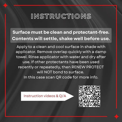 RENEW PROTECT - GLOZ, Tire & Trim Treatment, Ceramic-Hybrid Protectant, Lasts Months - Years, Mid or High Shine, Floor Mats-RV-Golf Cart, 100% Motorcycle-Safe, Wash-Proof, 5min Dry-Seal 16oz