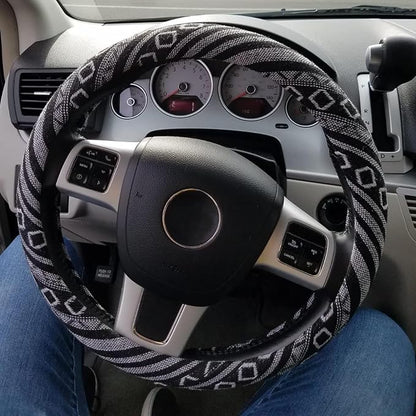 Boho Steering Wheel Cover for Women Men Baja Blanket Enthic Car Steering Wheel Cover Ethnic Car SUV Wheel Protector, Breathable, Anti-Slip, Odorless, Universal Fit 14.5-15 Inch