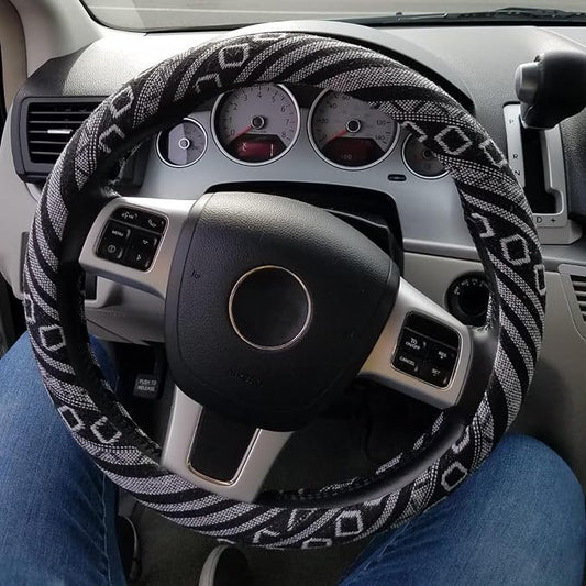Boho Steering Wheel Cover for Women Men Baja Blanket Enthic Car Steering Wheel Cover Ethnic Car SUV Wheel Protector, Breathable, Anti-Slip, Odorless, Universal Fit 14.5-15 Inch