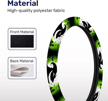 GENANY Green Horror Sack Steering Wheel Cover, Non Slip Polyester Car Wheel Protector for Car SUV Truck, Universal 15 Inch
