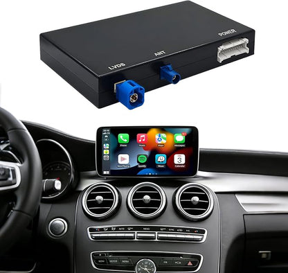 Wireless Carplay Retrofit Kit Decoder Module for Mercedes Benz NTG4.5/4.7 B/C/E/GLK/ML/CLA/GLA/CLS/SLK 2012-2015,AUX Required, Support Wireless Android Auto, Reverse Camera, Original Car OEM Control