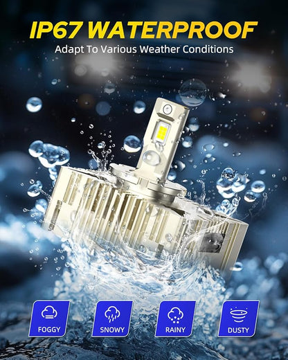 AUTOONE 2025 Upgraded D5S D5R Bulbs, 900% Brighter D5S Bulbs, 32000 Lumens 6000K Brightest D5S Fog Light, 50000 Hours Longer Lifespan