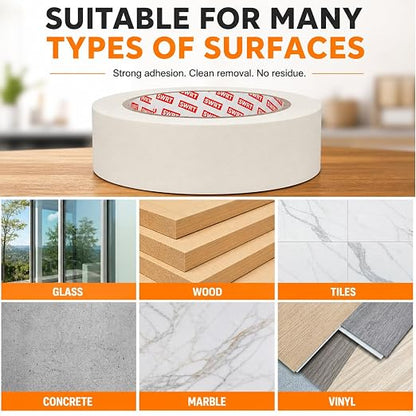 SWRT Masking Tape 1 Inch Wide x 55 Yards x 12 Rolls, White Painters Tape for General Purpose Use, Masking Tape Bulk for Kitchen Labeling, Crafts & Home Projects (660 Yards Total)