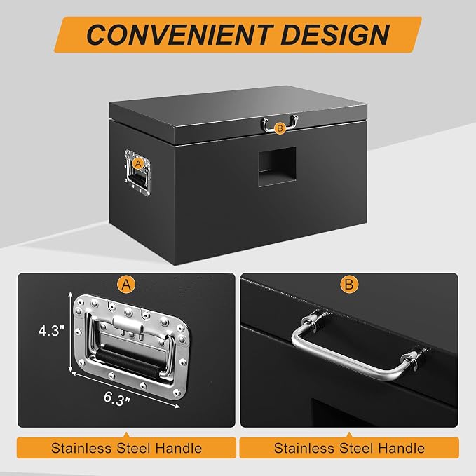 30" Truck Tool Box,Heacy Duty Metal Storage Organizer with Strong locking tongue,Trailer Tongue Box with Safe Hinge, for Truck,Pickup,RV,Garage,Best gift for family and friend,Black Power Coating