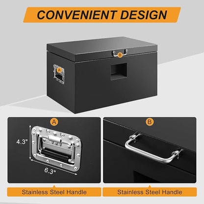 30" Truck Tool Box,Heacy Duty Metal Storage Organizer with Strong locking tongue,Trailer Tongue Box with Safe Hinge, for Truck,Pickup,RV,Garage,Best gift for family and friend,Black Power Coating