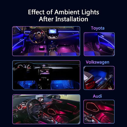 Car-Ambient-Lighting-Kit,RGB 18 in 1 256 LED with Wireless APP DIY Modes Acrylic Interior Car LED Strip Light