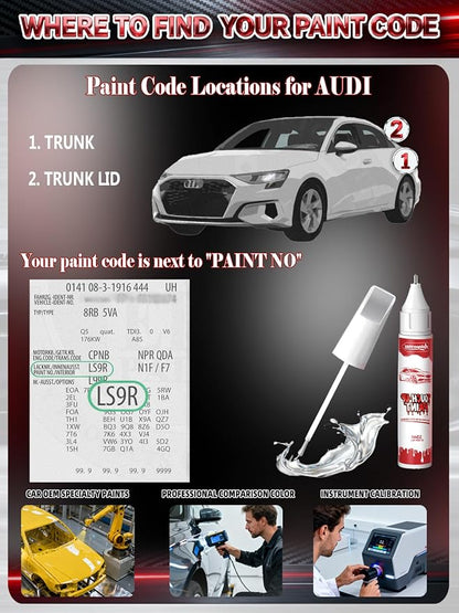 LZ7S/6Y Daytona Gray Pearl Car Touch Up Paint for Audi, Color Accurate Two-In-One Car Paint Scratch Repair Pen, Professional Scratch Remover for Vehicles Chips and Nicks Scuff