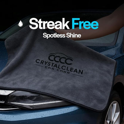 Crystal Clean XL (28x36) Car Drying Towel - 70/30 Korean Blend Car Towel with Double Twisted Loop, Professional Detailing Towel for Car Detailers - Quick Dry, Paint Safe & Swirl-Free