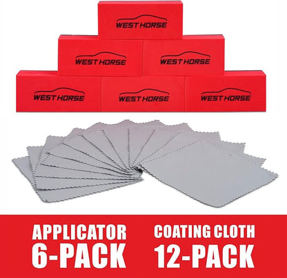 18PC Ceramic Coating Applicator Kit | 6 Foam Sponge Blocks, 12 Suede Cloths, For Paint, Glass, Wheels, Wax & Sealant Application