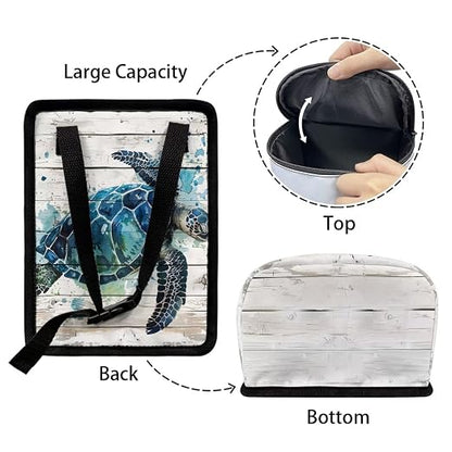 Talayituse Watercolor Turtle Wood Print Car Trash Bin, Large Size Auto Trash Can Adjustable Portable Garbage Can with Lid, Vehicle Hanging Bag for Headrest Front Back Seat