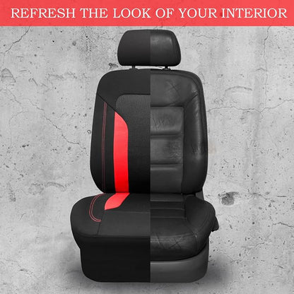 CAR PASS 3D Air Mesh Car Seat Covers Full Set, Breathable Sporty Rear Bench with Zipper for Armrest Box Universal Fit 95% Automotive SUV,Truck,Sedan Interior Cute Women Airbag Compatible, Black Red