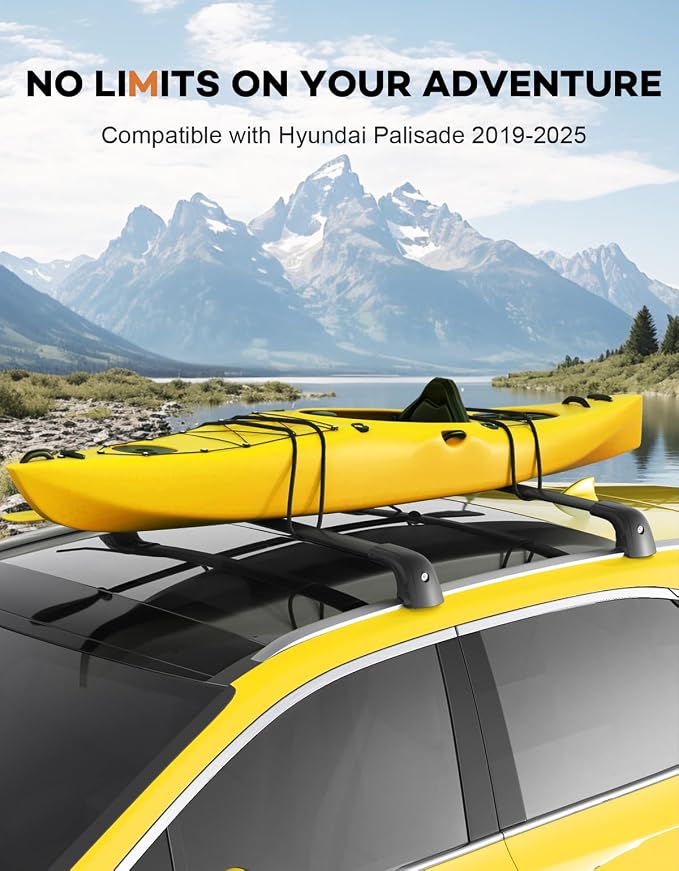 Wonderdriver Lockable Roof Rack Cross Bars 300lbs Compatible with Hyundai Palisade 2019-2025 SE SEL XRT Limited Calligraphy,Heavy Duty Aluminum Roof Rails Crossbars Canoe Black Rooftop Cargo Luggage