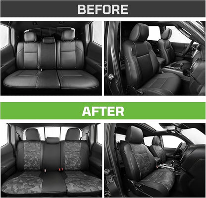 Car Seat Covers Fit for Toyota Tacoma 2016-2023,Full Coverage Faux Leather Car Seat Covers Full Set,Custom Waterproof Breathable Car Seat Protector Front Seat and Back Seat Covers for Cars(Black)
