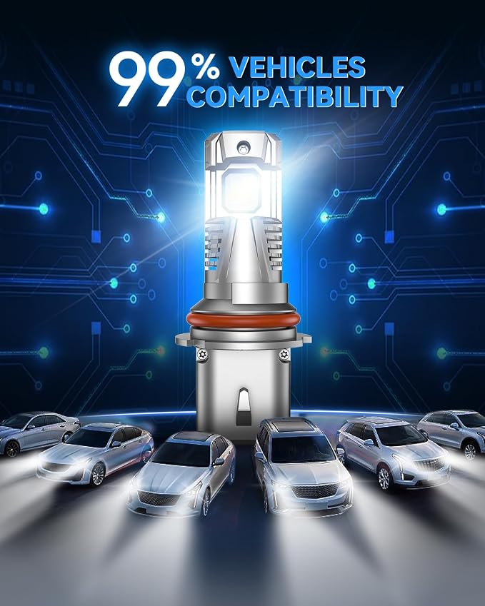 SEALIGHT 9007 LED Bulbs with 90000LM, 6500K Output Canbus Ready, 9007 For Powersports IP68 60000Hrs Lifespan, 1：1 Size, 3Mins Installation, 2 Pack