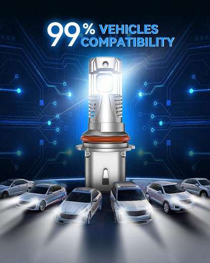 SEALIGHT 9007 LED Bulbs with 90000LM, 6500K Output Canbus Ready, 9007 For Powersports IP68 60000Hrs Lifespan, 1：1 Size, 3Mins Installation, 2 Pack