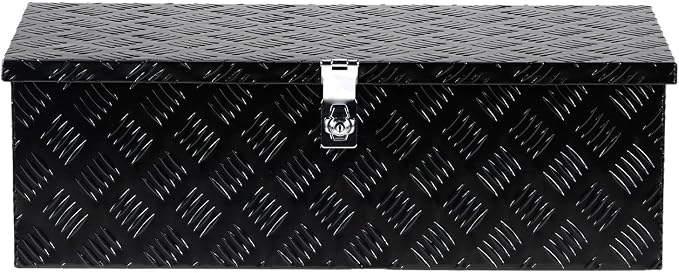 Aluminum Truck Bed Tool Box, Pick Up RV Trailer Toolbox Storage Lockable Organizer with Lock and Keys, 30", Black