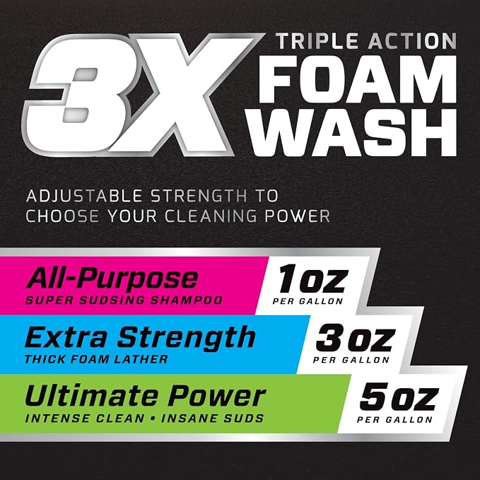 Mothers Triple Action Foam Wash, 16 oz. — pH Balanced, Eco-Friendly, Super-Sudsy, Foam Cannon, Safely Clean Without Stripping Wax, Sealant or Coating, Remove Dirt & Grime, Super Concentrated (05616)