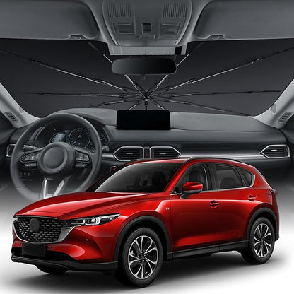 Zanch Upgrade Windshield Sun Shade, Custom Fit for Mazda CX-5 2017-2025 [Titanium-Silver Reflective Coating] Blocks 99% UV & Heat, Sunshade Umbrella for Mazda CX-5 2017 2018 ... 2024 2025