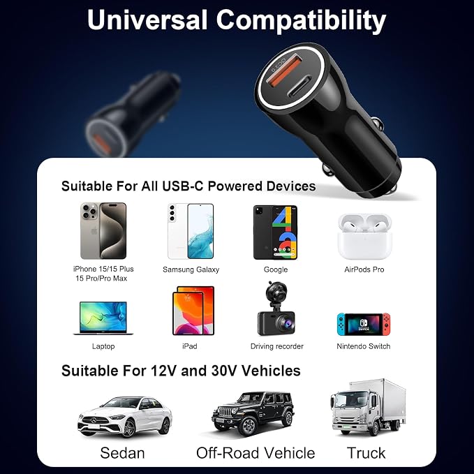 iPhone 17 16 15 Car Charger, [Apple MFi Certified] USB C Car Charger 43W Fast Charging with 3.3 FT Type C to C Cable, USB Car Adapter for iPhone 17/17 Pro/17 Pro Max/Air/16/15