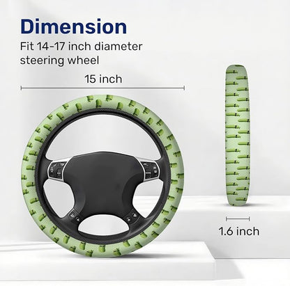 GENANY Funny Pickle Steering Wheel Cover, Non Slip Polyester Car Wheel Protector for Car SUV Truck, Universal 15 Inch