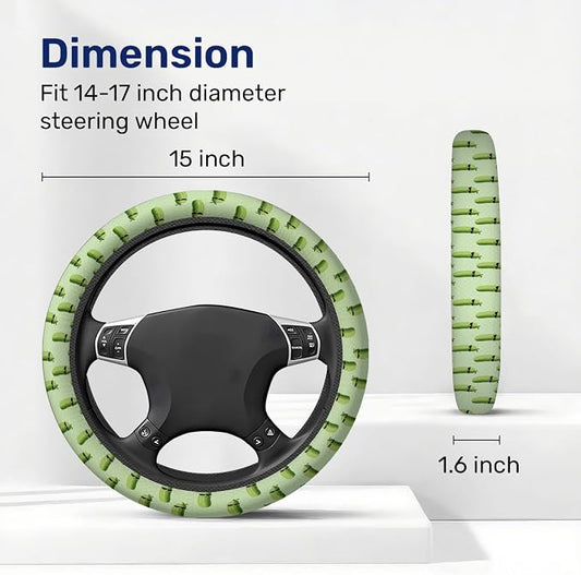 GENANY Funny Pickle Steering Wheel Cover, Non Slip Polyester Car Wheel Protector for Car SUV Truck, Universal 15 Inch
