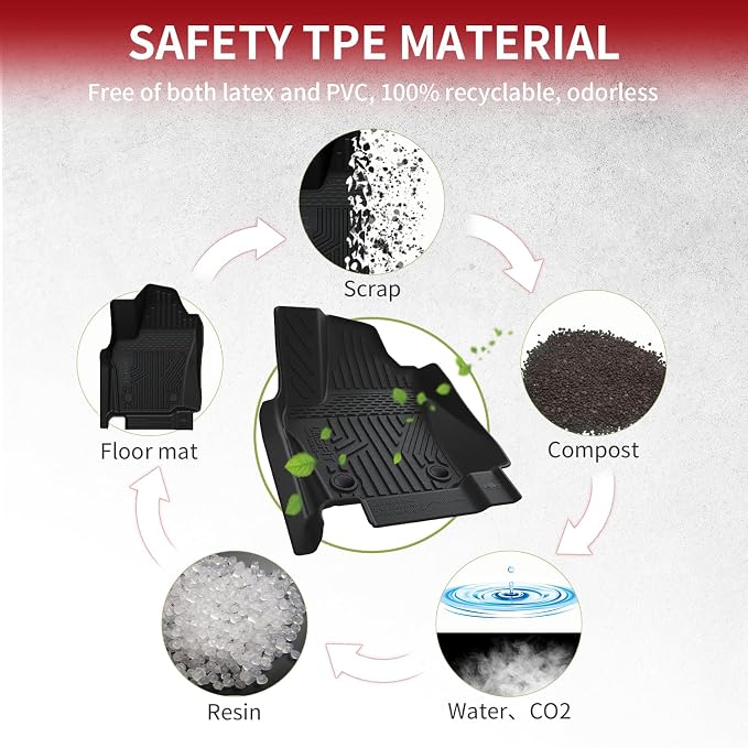 LASFIT Floor Mats for Toyota Tacoma 2024 2025 2026 Double Cab Auto Tran (Not fit Hybrid) All Weather Floor Liner for Tacoma TRD/SR/SR5/limited TPE Custom Fit Car Mats Front&Rear 2 Row Mats