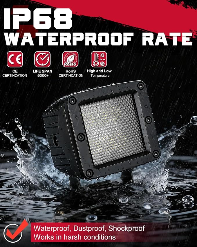 OFFROADTOWN LED Cubes, 3 Inch 80W CREE LED Pods Camper Lights Backup Reverse Work Light for for Trucks RV UTV SUV ATV Pickup Boat - 2Pcs Diffuse Beam