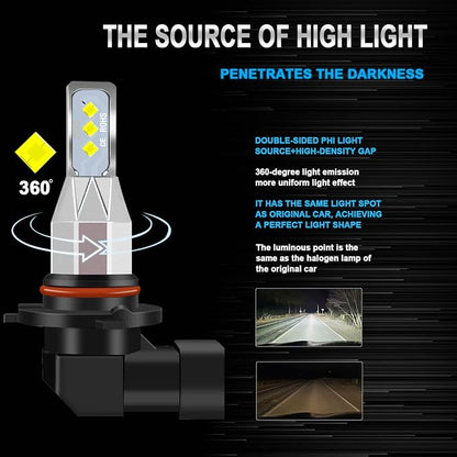 For Toyota Camry 2000 2001 2002 2003 2004 2005 2006 Light Bulbs, 800% Brightness Hi and Lo Beam+Fog Light Bulbs, Superfocused Beam Mode, 6500K White, 36000LM Super Bright, 1:1 Size, 6PCS