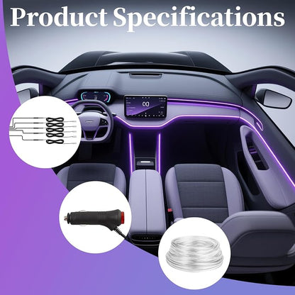 DIBMS APP Controlled 5-in-1 RGB 16 Million Color Options Interior Car LED Strip Lights, 236 inches Fiber Optic Ambient Lighting Kit with Music Mode, Universal Fit for Cars, Trucks, SUV Dashboard