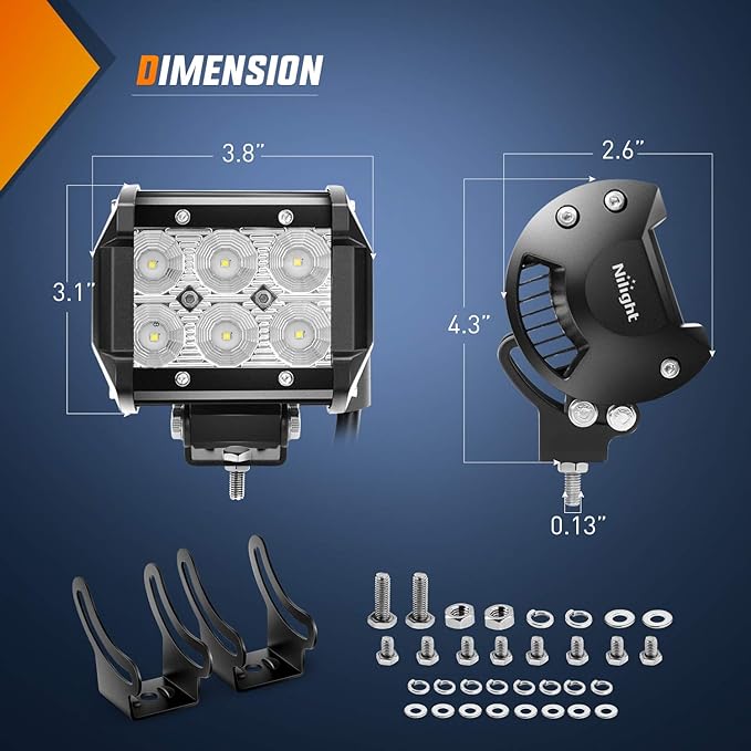 Nilight 12 Inch 72W Spot Flood Combo Led Light Bar 2Pcs 4Inch 18W Flood LED Pods Fog Lights Off Road with Wiring Harness Kit-3 Leads for Van Camper Car Pickup Golf Cart ATV UTV SUV Truck Boat 4x4