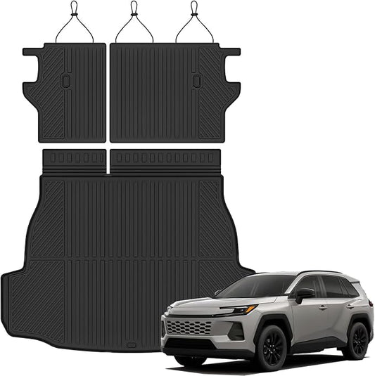 Auxko All Weather Cargo Mat with Backrest Mat Fit for Toyota RAV4 Hybrid 2026 (Not for Phev) TPE Mat Accessories All Season Odorless Anti-Slip Black