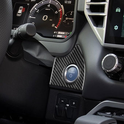 NVCNX Real Premium Carbon Fiber for Toyota Tundra 2022-2026 / Sequoia 2023-2026 2024 2025 Car Dash Push Engine Start Button Panel Cover Interior Trim Accessories Thick Overlay Sticker Decal 2PCs