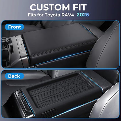 Center Console Cover for Toyota RAV4 2026, Interior Accessories Anti-Slip Center Console Cover Silicone Protective Pad Mat for 2026 RAV 4, Black