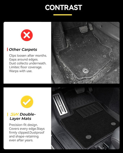 3W Floor Mats&Carpet for Toyota Tacoma 2024-2026 Double Cab Auto Tran(Not Fit Hybrid & XtraCab) with Metal Pedals, TPE All Weather Custom Fit Floor Liner for Tacoma TRD/SR/SR5/limited Car Liners.