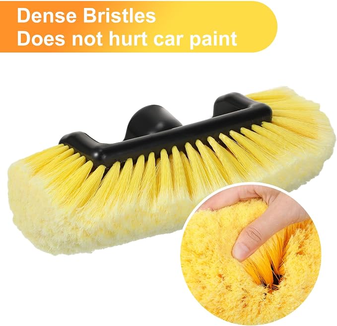 Tanlade 2 Pcs Car Wash Brush Head with Soft Detailing Bristle Flow Through Car Cleaning Brush Exterior Wash Equipment for Auto Truck RV Boat Camper(12 Inch,Yellow)