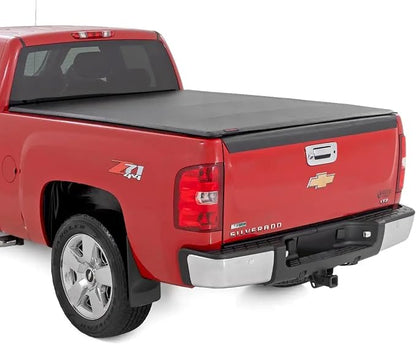 Rough Country Soft Roll Up Truck Bed Tonneau Cover for Chevy Silverado & GMC Sierra 1500/2500HD/3500HD (2007-2014) - Fits 6'7 (78.8-78.9") Bed