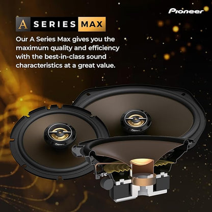 Pioneer A-Series MAX TS-A653CH 6.5” 2-Way Speakers (Pair) – 370W Max, Crisp Highs + Clear Vocals, Enhanced Bass, Ideal Factory Upgrade, Installation Adaptors Included
