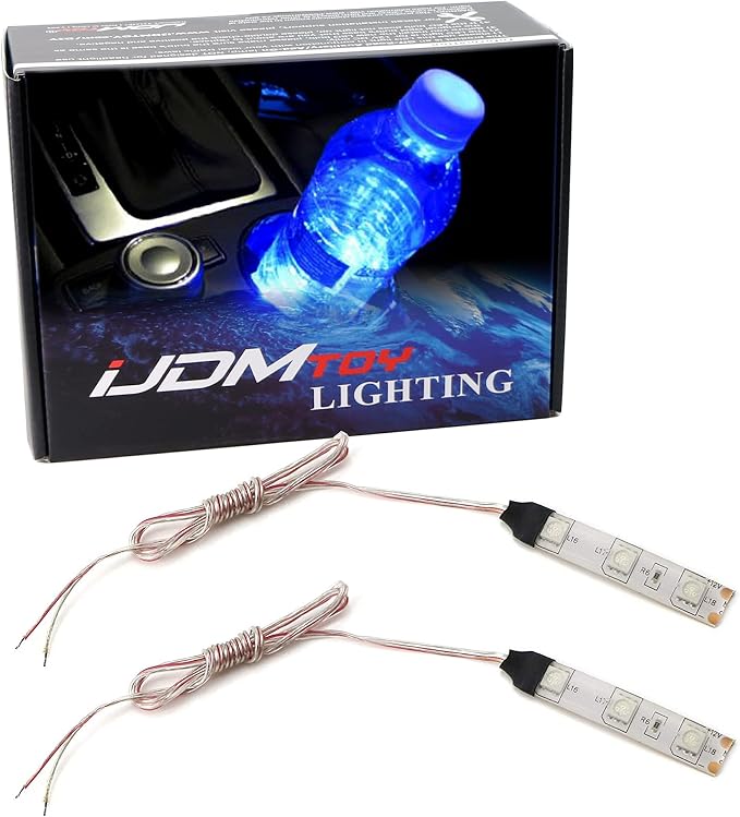 iJDMTOY 3-SMD LED Cup Holder, Glove Box, Ashtray Accent Lighting Strip Lights, Ultra Blue