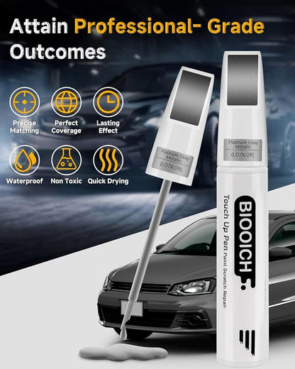 Touch Up Paint Pen Exact Color Match Car Chip and Scratch Repair (for vw, Platinum Gray Metallic(LD7X/2R))