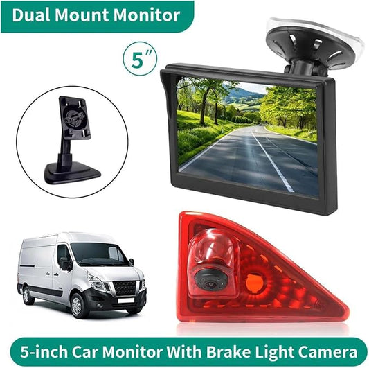 Reversing Camera Kit for Master 3 5-inch TFT LCD Car Dual Bracket Monitor with Brake Light Rear Waterproof Reverse Camera