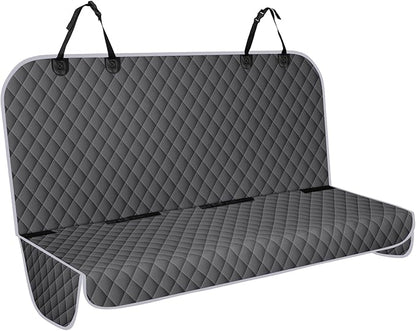 NECKORY Backseat Cover for Dogs, Waterproof and Non-Slip Pet Bench Seat Covers, Car Seat Protector for Back Seat, Universal Size Rear Car Seat Cover Fits Cars, Trucks and SUVs, M-Charcoal Grey&Grey