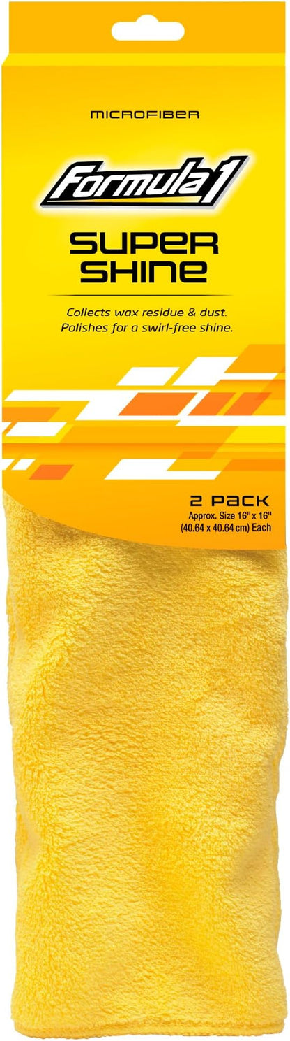 Formula 1 Super Shine Microfiber Towels - For Heavy Polishing or Light Dusting - 16" x 16" - Set of Two