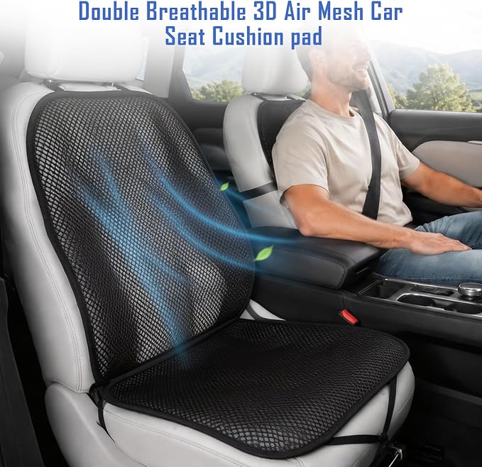 3D Air Mesh Summer Cool Seat Cushion Pad Set, Split-Type, Black | Ventilated Cooling Seat Cushion Pad Cover for Car Seat, Home Office Chairs, Wheelchairs